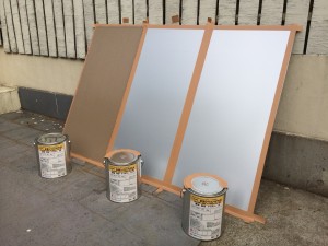 三浦様邸　見本板施工中①