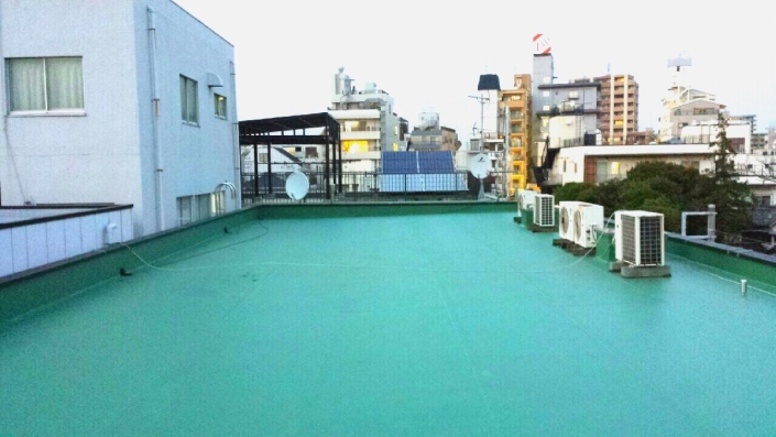 千葉県松戸市の鉄骨マンション｜屋上の防水工事（塩ビシート防水）の施工事例