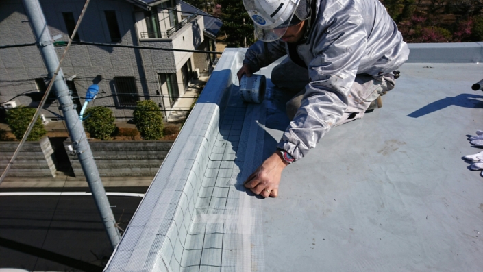 雨漏りが原因の屋上防水工事（ウレタン防水）｜東京都練馬区のI様邸にて雨漏り修理